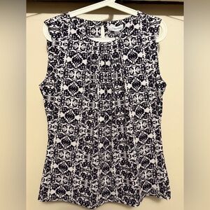 Calvin Klein Black and White Patterned Women's Top L
